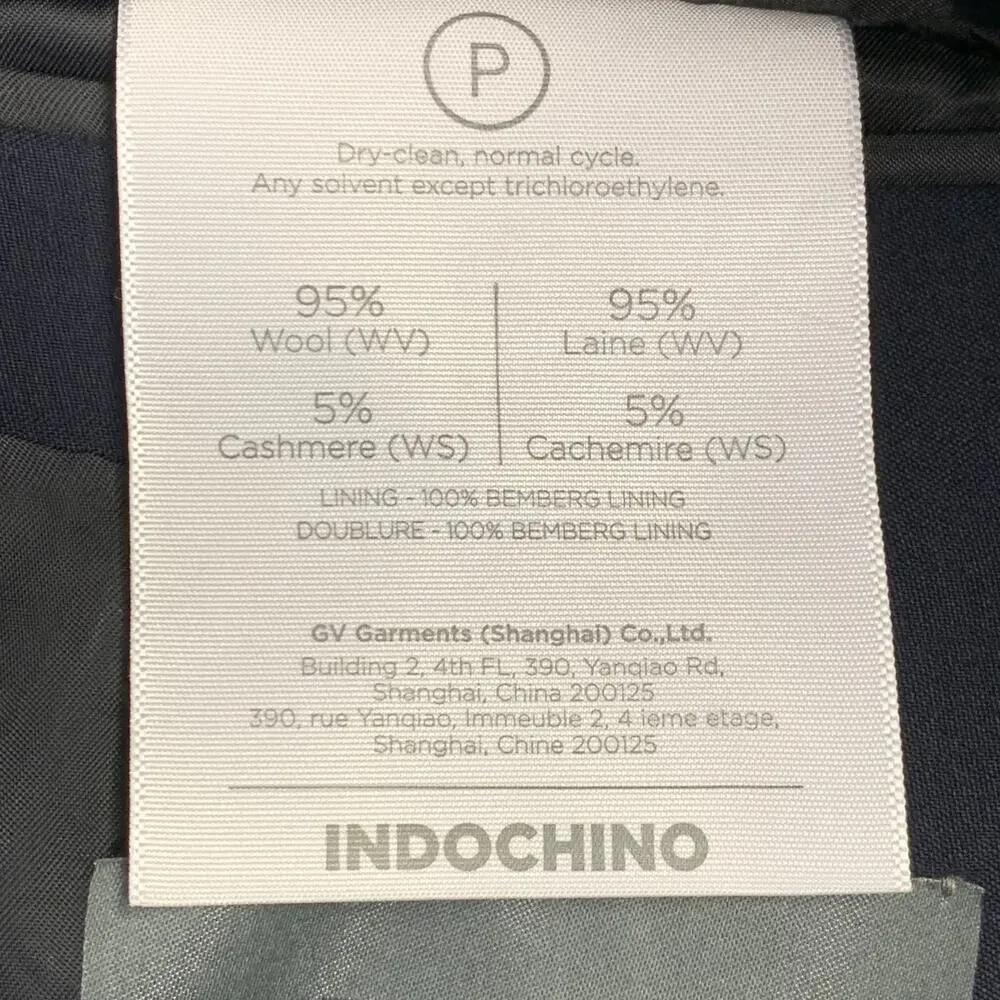 INDOCHINO Size 38 Navy Black Contrast Trim Wool Cashmere Tuxedo